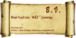 Bartalus Vázsony névjegykártya